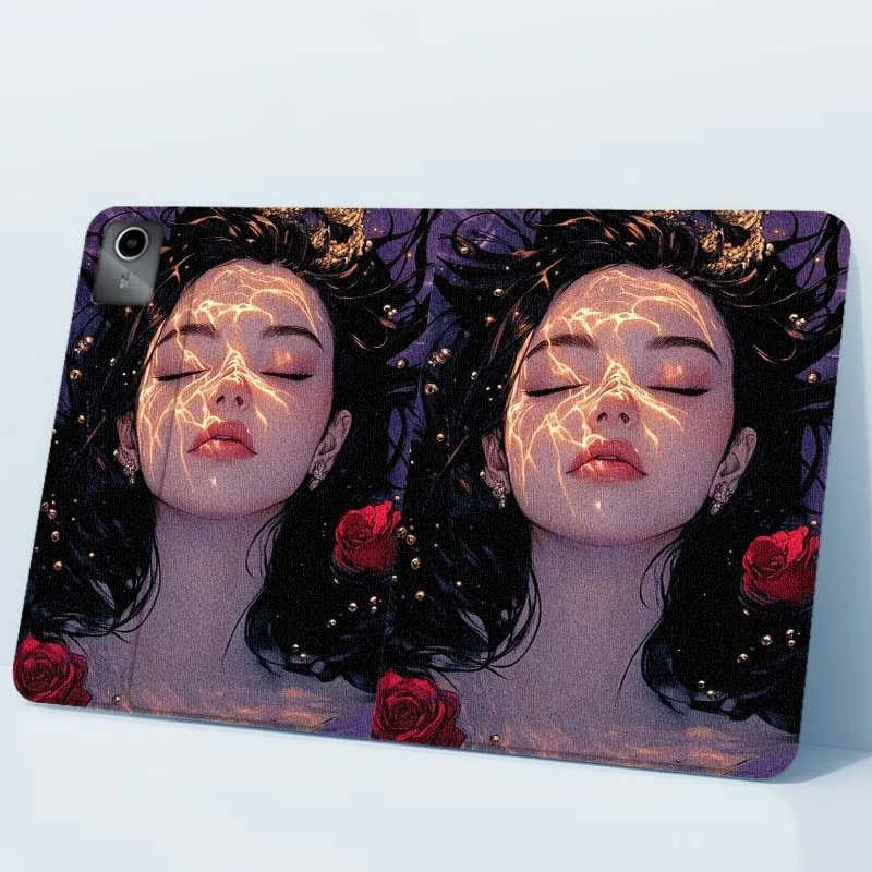 حافظة كمبيوتر لوحي فتاة فنية جميلة على شكل زهرة لهاتف Xiaoxin Lenovo Pad Tab K10 K11 M10 P12 P11 Pro GT Gen2 Plus Legion Y700 Y900 12.1