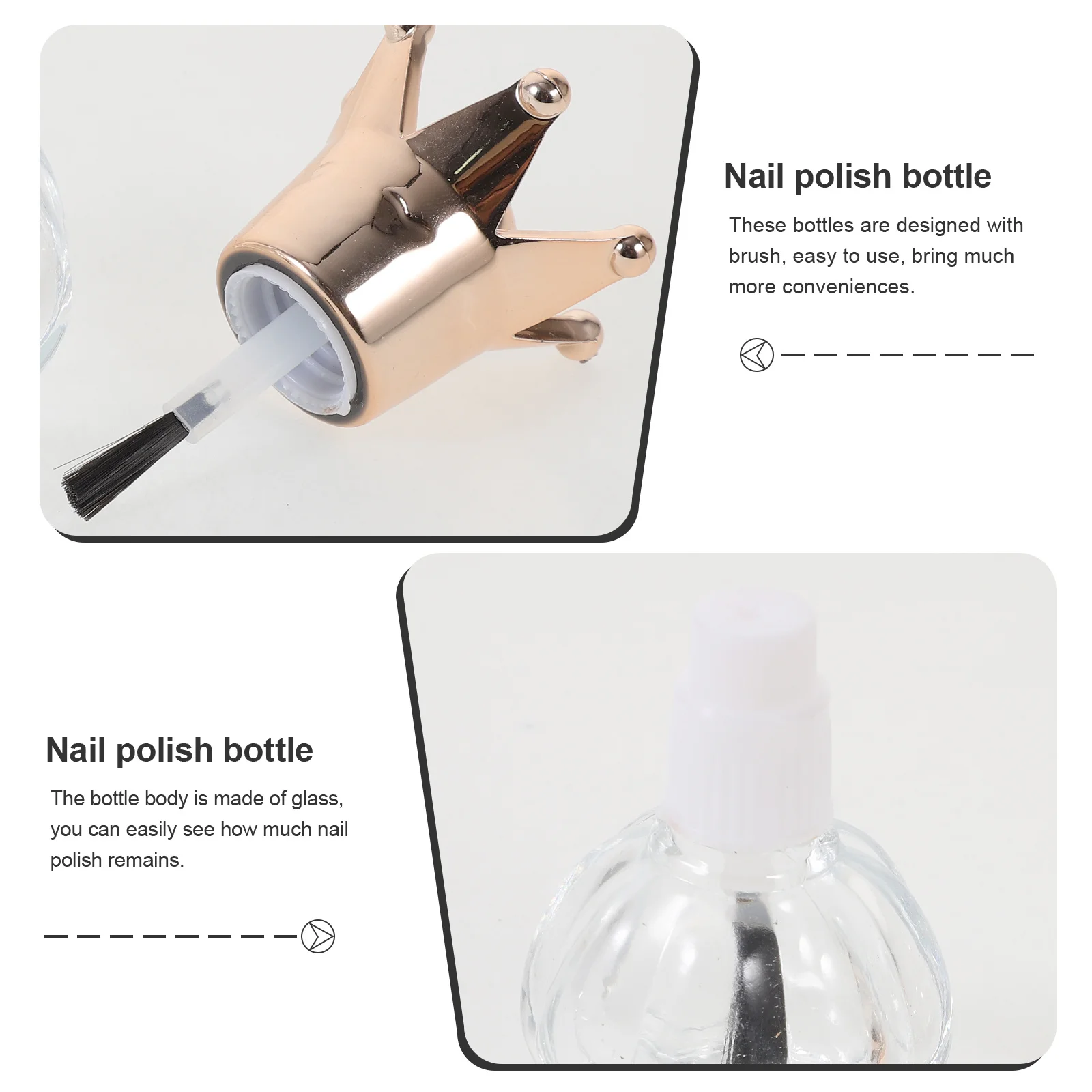 

4Pcs Nail Polish Glass Bottles Refillable Transparent Easy Apply Brush Empty Small Nail Polish Container Dispenser