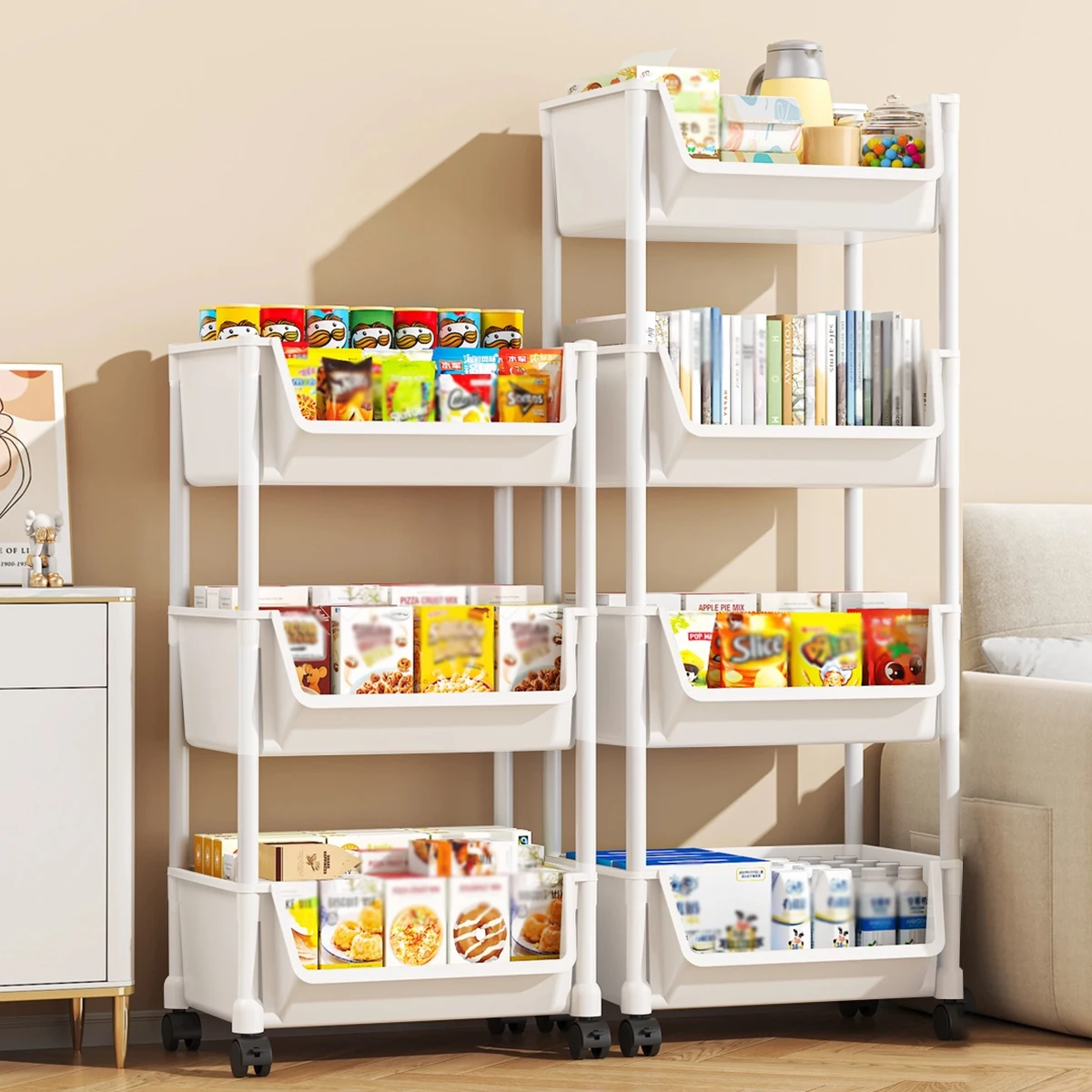 Nuevo estante de almacenamiento de cocina de 3/4/5 capas con ruedas, bandeja de almacenamiento de cocina estilo cajón, estante de almacenamiento de caja de especias, organizador de gabinete