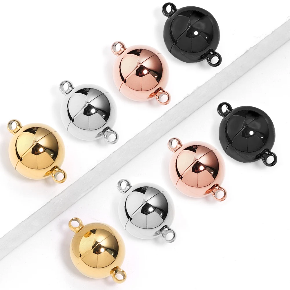 2pcs/lot Round Stainless Steel Magnetic Clasps For Leather Cord Bracelet Necklace Magnet End Clasp Connectors DIY Jewelry Making