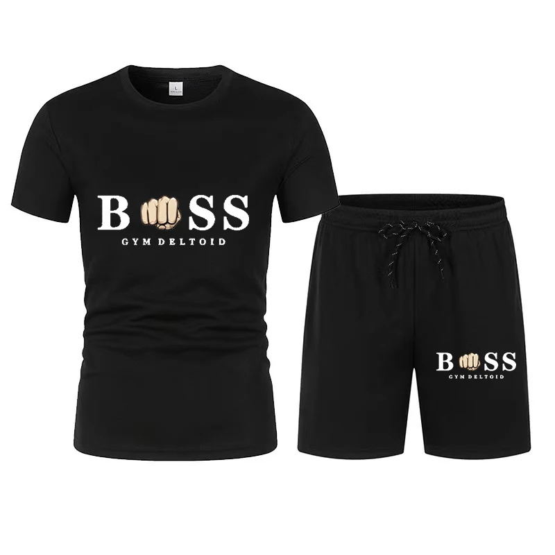 Shorts e camiseta de manga curta masculina, roupa esportiva, terno fitness, terno esportivo, secagem rápida, conjuntos de duas peças, verão, novo, 2022