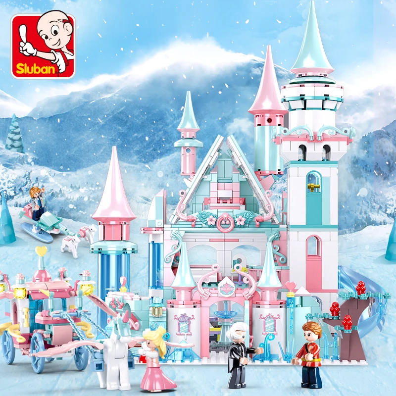 1314PCS Frozen Magic Castle Building Blocks Ice Queen Princess Carriage Model Bricks Set With Figures Girls Gift Children's Toys