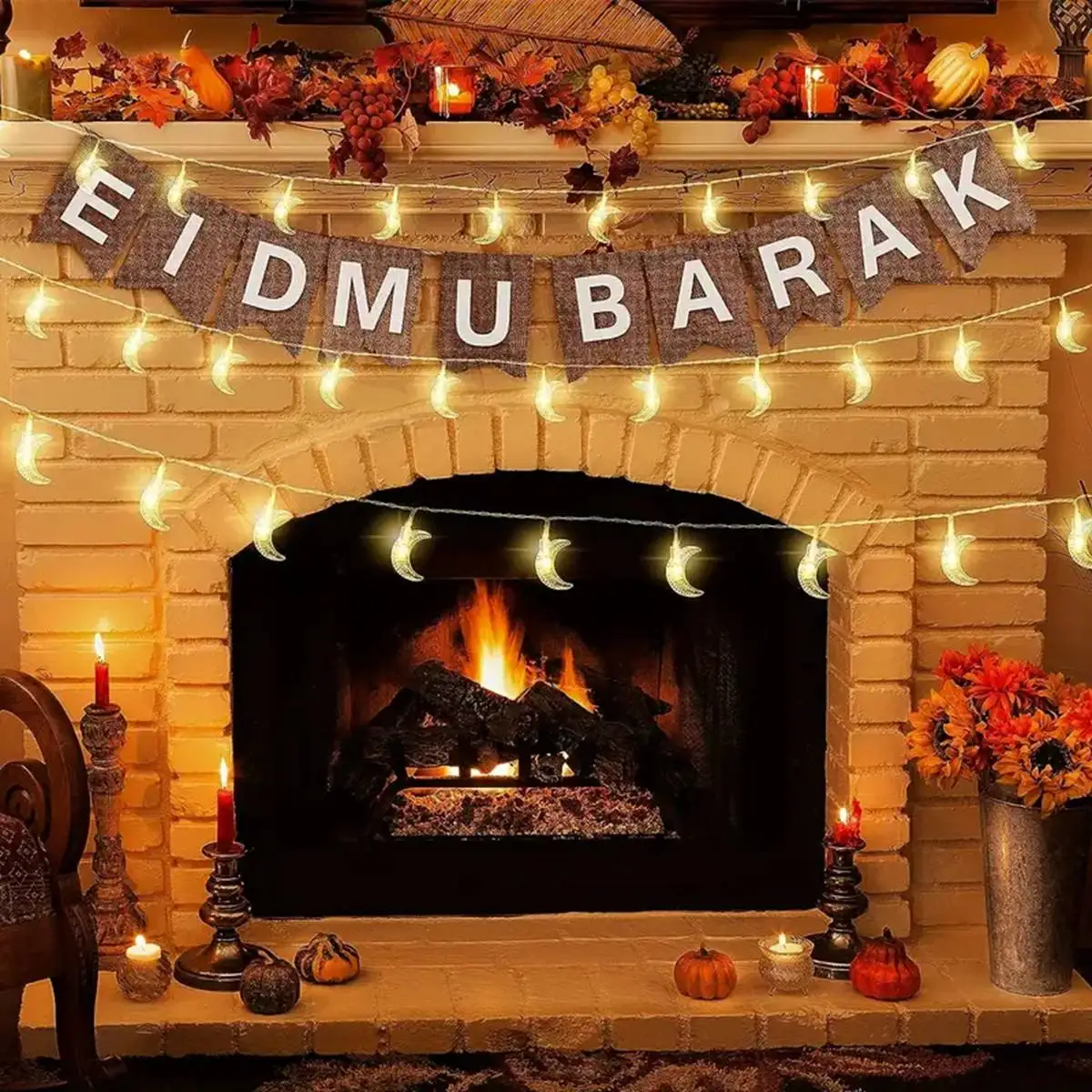 1pack Ramadan Decor Moon String Lights Battery Operated LED Ramadan Mubarak Lights For Crescent Party Home Garden Living Rooms