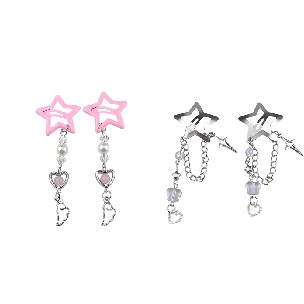 2pcs Handmade Star Hairpin Fairy Tale Core Y2K Butterfly Hairpin