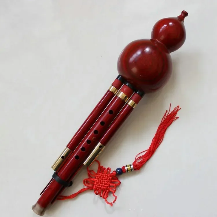 

High-grade Chinese Handmade Bb/C Hulusi Mahogany Flute Gourd Flute Woodwind Musical Instrument C Key Case for Adults