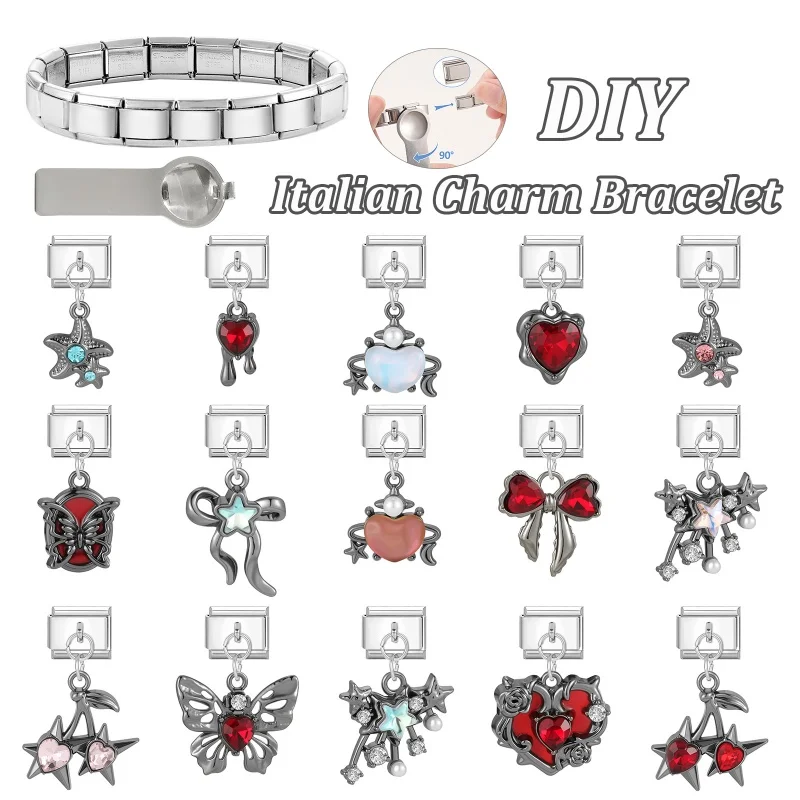 جديد زوجين سحر سوار ستار جارلاند القوس القمر سحر قلادة الروابط الإيطالية صالح 9 مللي متر سوار الفولاذ المقاوم للصدأ صنع Diy بها بنفسك مجوهرات #4