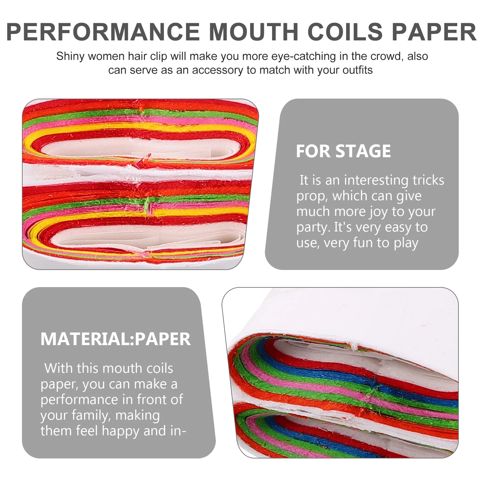 24 قطعة لفائف الفم ورقة الدعامة الملونة المرحلة الخدع اكسسوارات لأداء الحفلات للتحايل خفيفة الوزن خدعة المحمولة #1