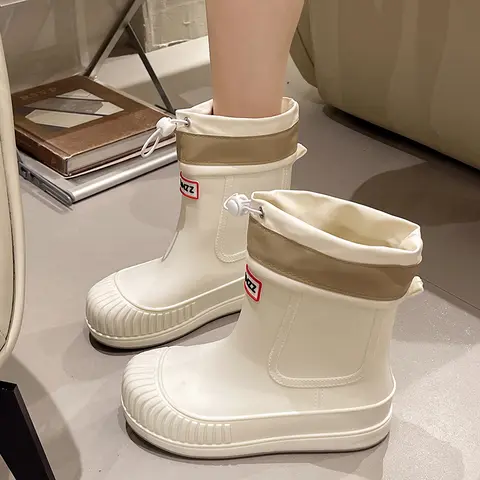 여성용 미끄럼 방지 부드러운 편안한 방수 레인 부츠, 여성용 야외 하이킹 학교 비오는 날 발 캠핑 패션