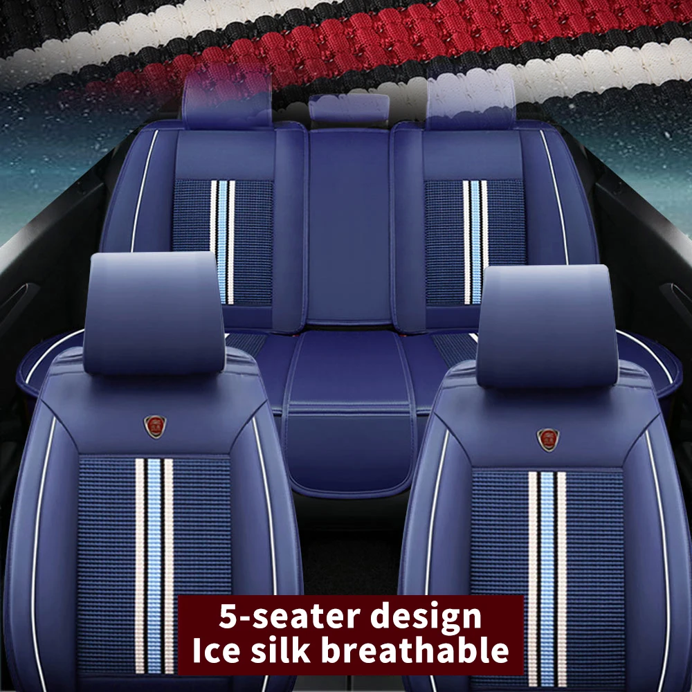 

Full set of car seat cover fabric universal ice silk breathable and washable suitable for car and truck Van SUV car parts interi