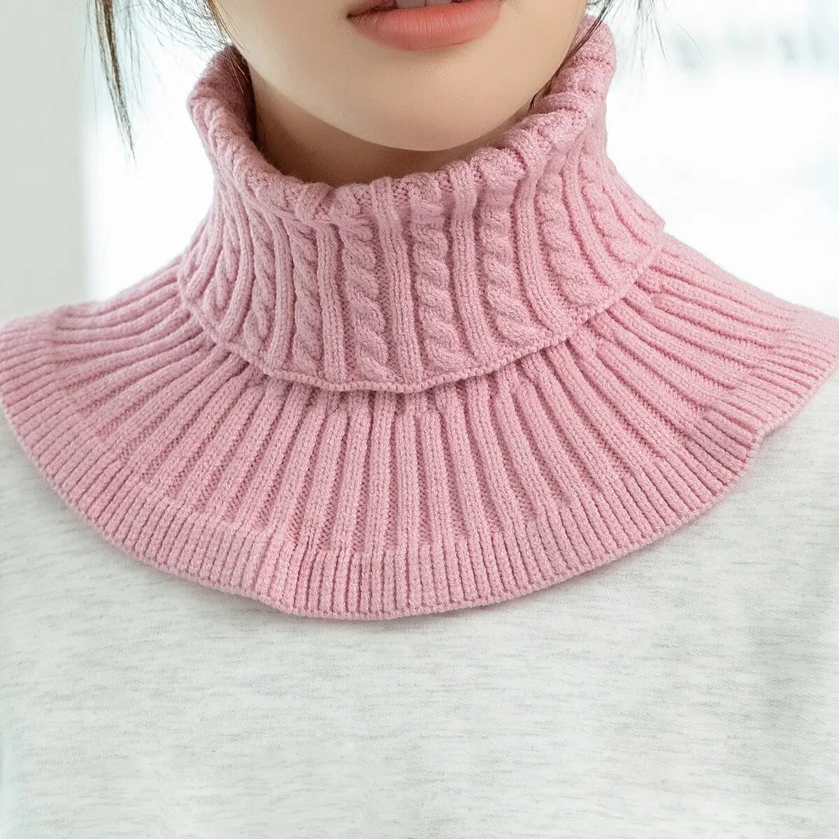 Winter Detachable Cotton Knitted Turtleneck Collar For Women False Collar Fashion Warm Cover Head Neck Guard Collar Unisex