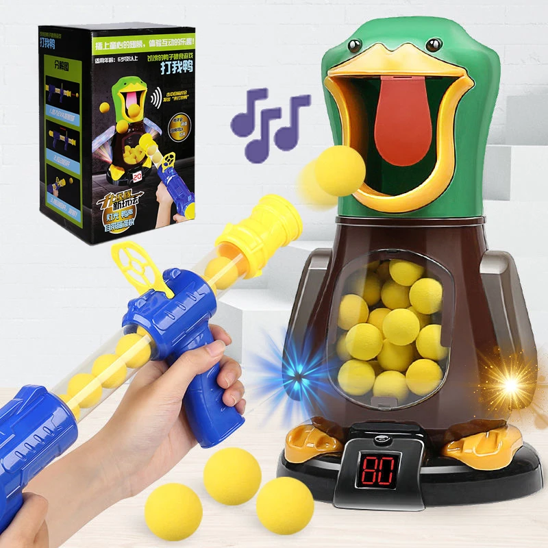 

Hungry Shooting Duck Toys Air-powered Gun Safety Soft Bullet Ball Hit Me Duck Game 98K Pistol LCD Score Counting Children's Toys