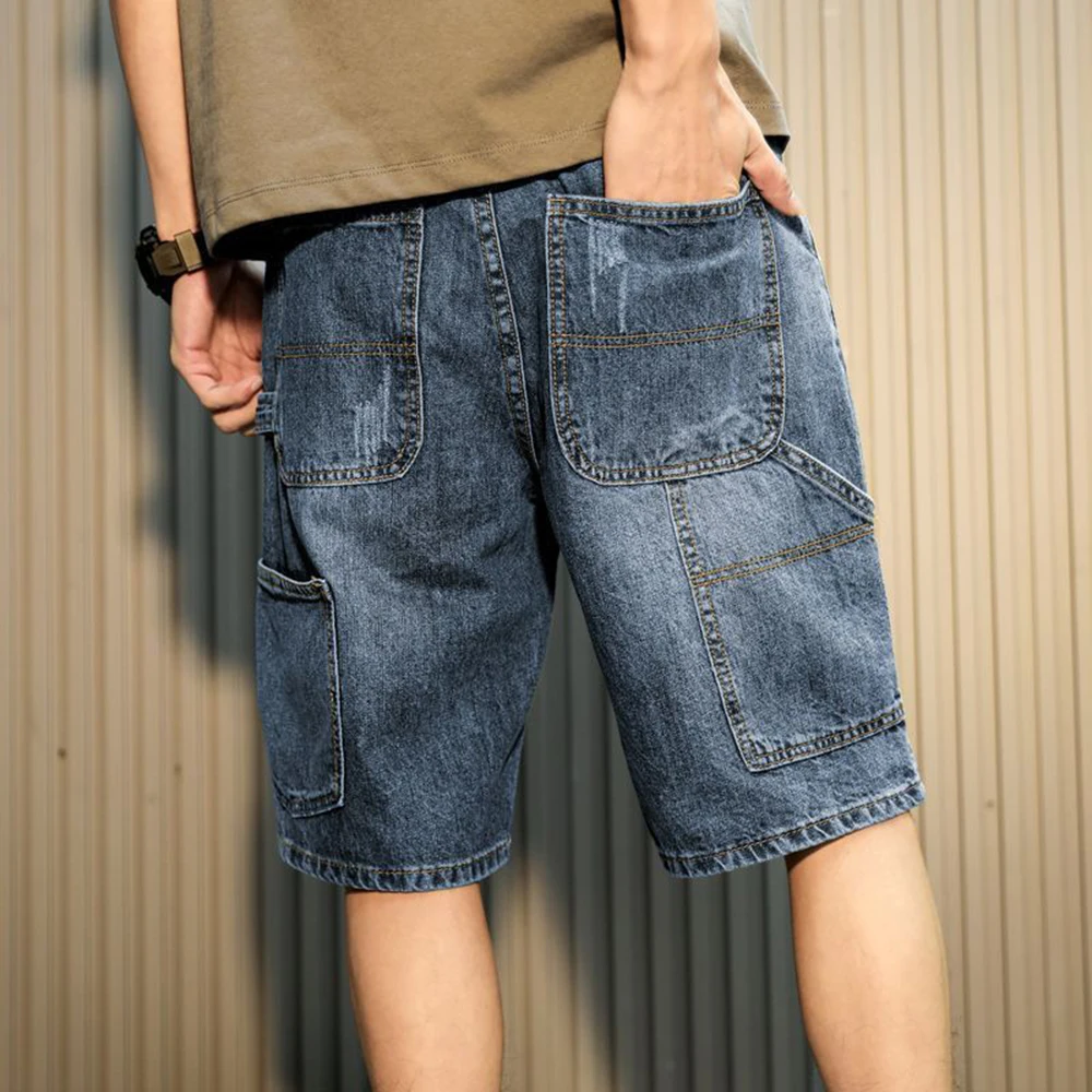 

Men's Daily Casual Fashion Y2k Denim Shorts 2025 Summer Thin Loose Straight Casual Handsome Trendy Ripped Workwear Mens Pants