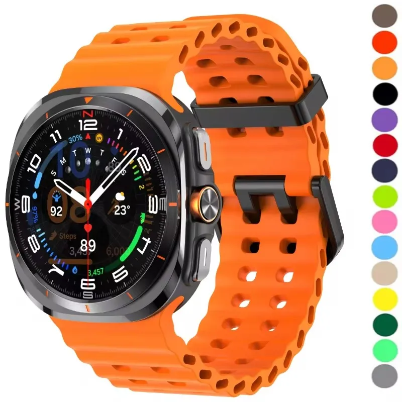 

Silicone Strap For Samsung Galaxy Watch Ultra 47mm Ocean Watchband Replacement Bracelet For Galaxy Watch 7 Ultra Correa