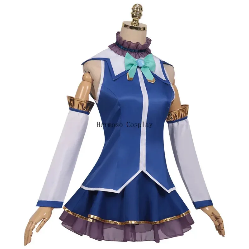New Aqua Cosplay Anime Kono Subarashi Sekai Ni Shukufuku Wo Costume Wig Konosuba Halloween Party Skirt Top Sleeves Stocking Set