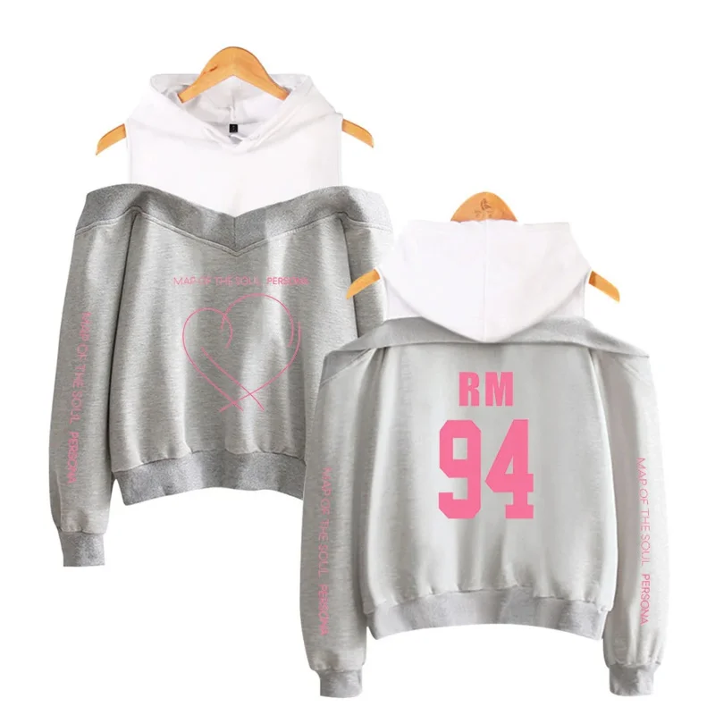 Map of the soul persona Sweatshirts JIMIN RM JUNG KOOK Women hip hop casual off shoulder Hoodies Fans Present For Youth Girls