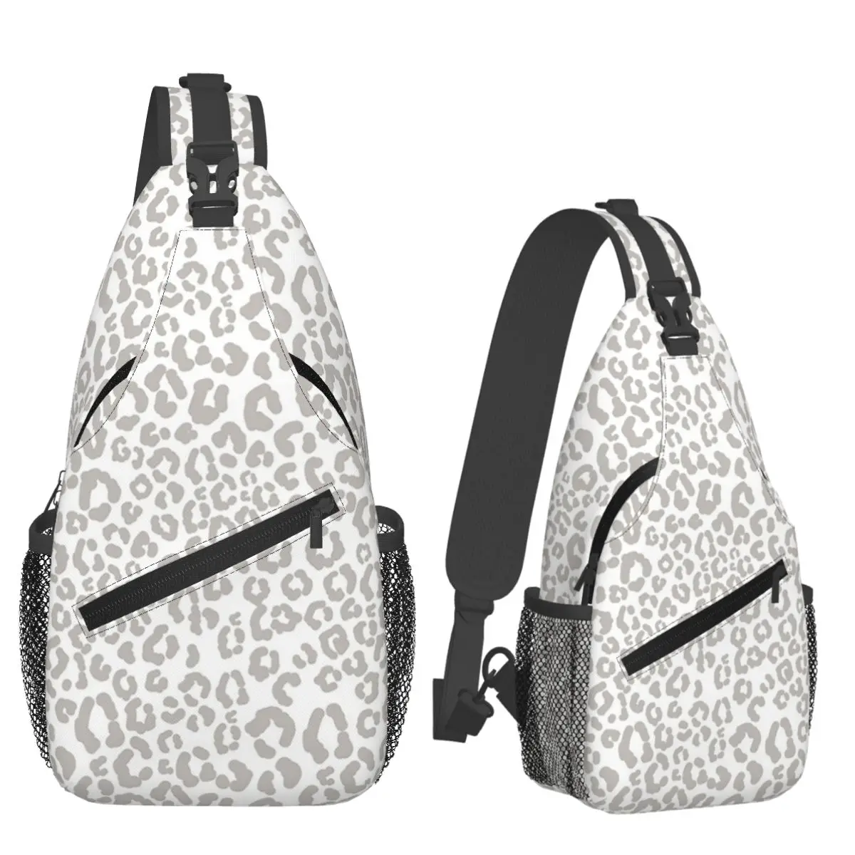 Light Leopard Pattern Chest Bag Men Sling Crossbody Backpack Chest Bag Travel Hiking Daypack Shoulder Bag