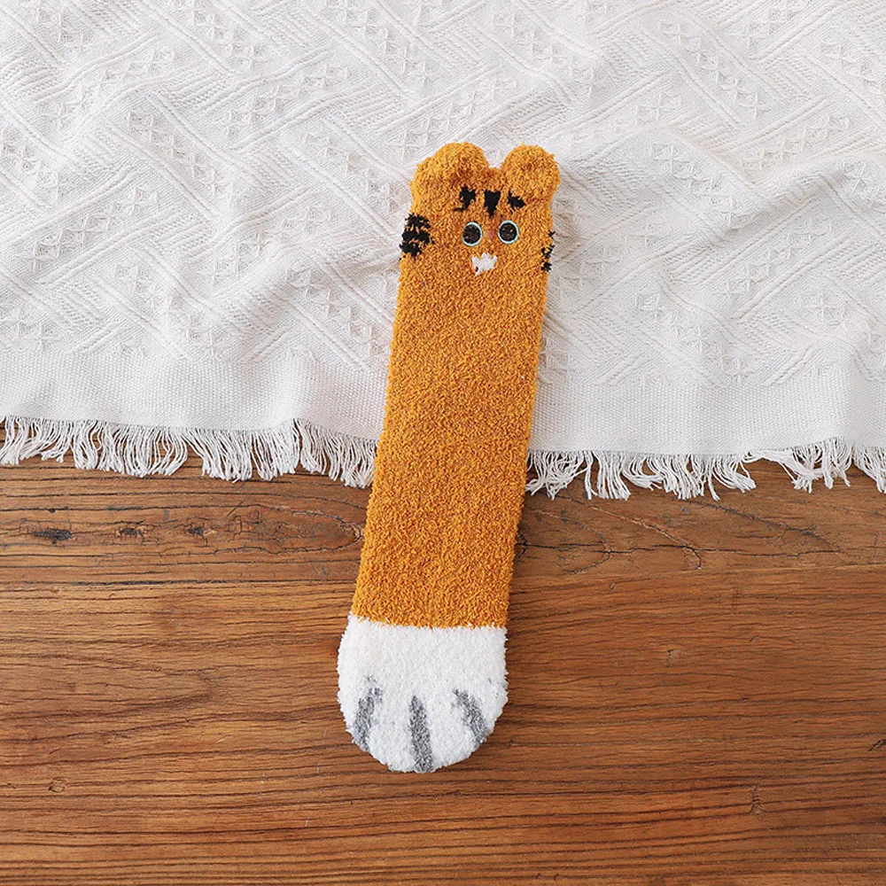 

Fashion Women Winter Warm Floor Socks Sleeping Socks Coral velvet socks Cat Paw