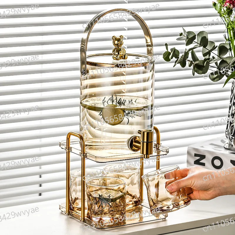 

Modern Household Water Kettle, Beverage Bucket, Glass Cold Water Pot with Faucet, Beer Bucket, Heat-resistant Teapot