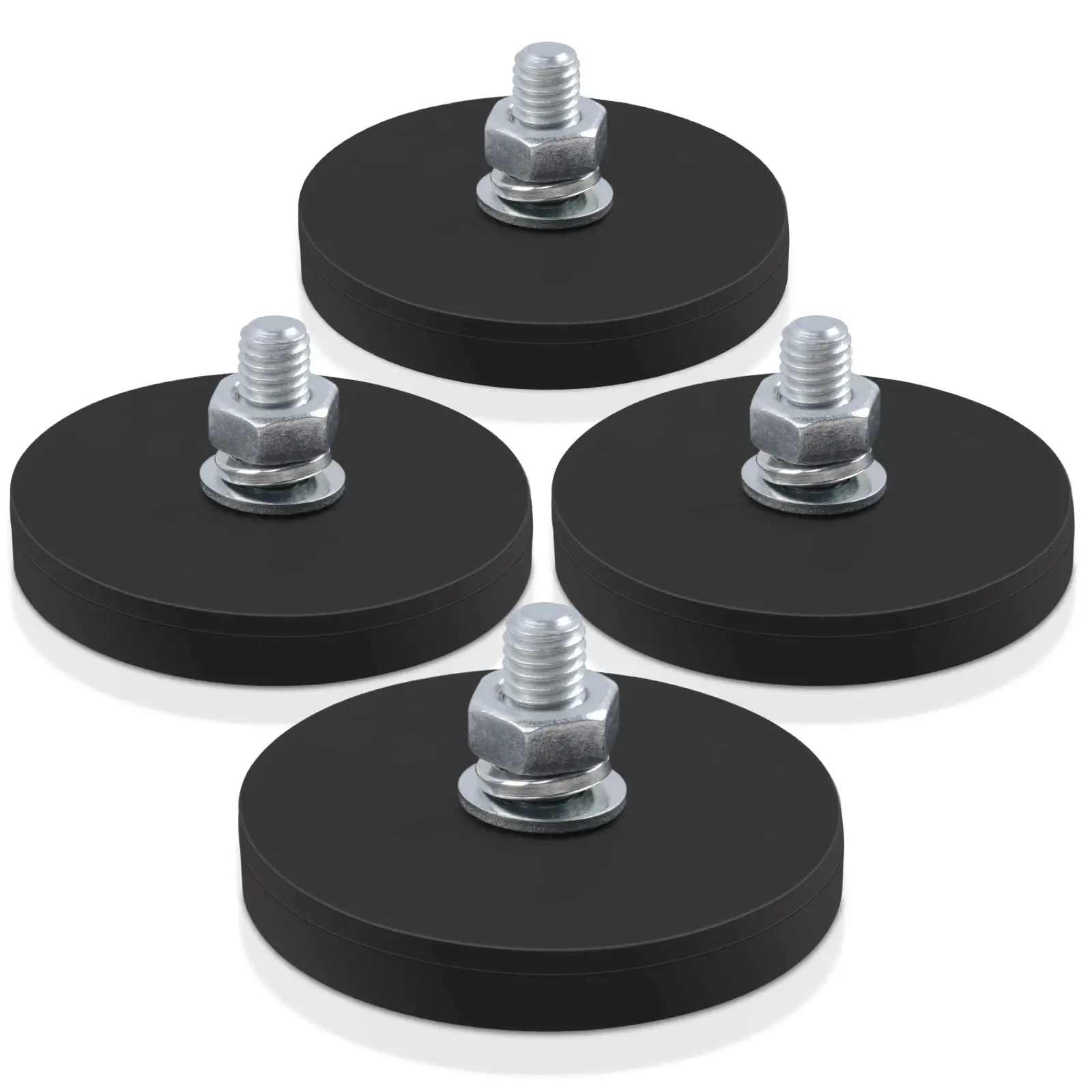 Rubber Coated Magnets with Threaded Studs 43mm Nuts Bolt on Magnets Strong Flag Neodymium Magnet Mount Base with Rubber Coating