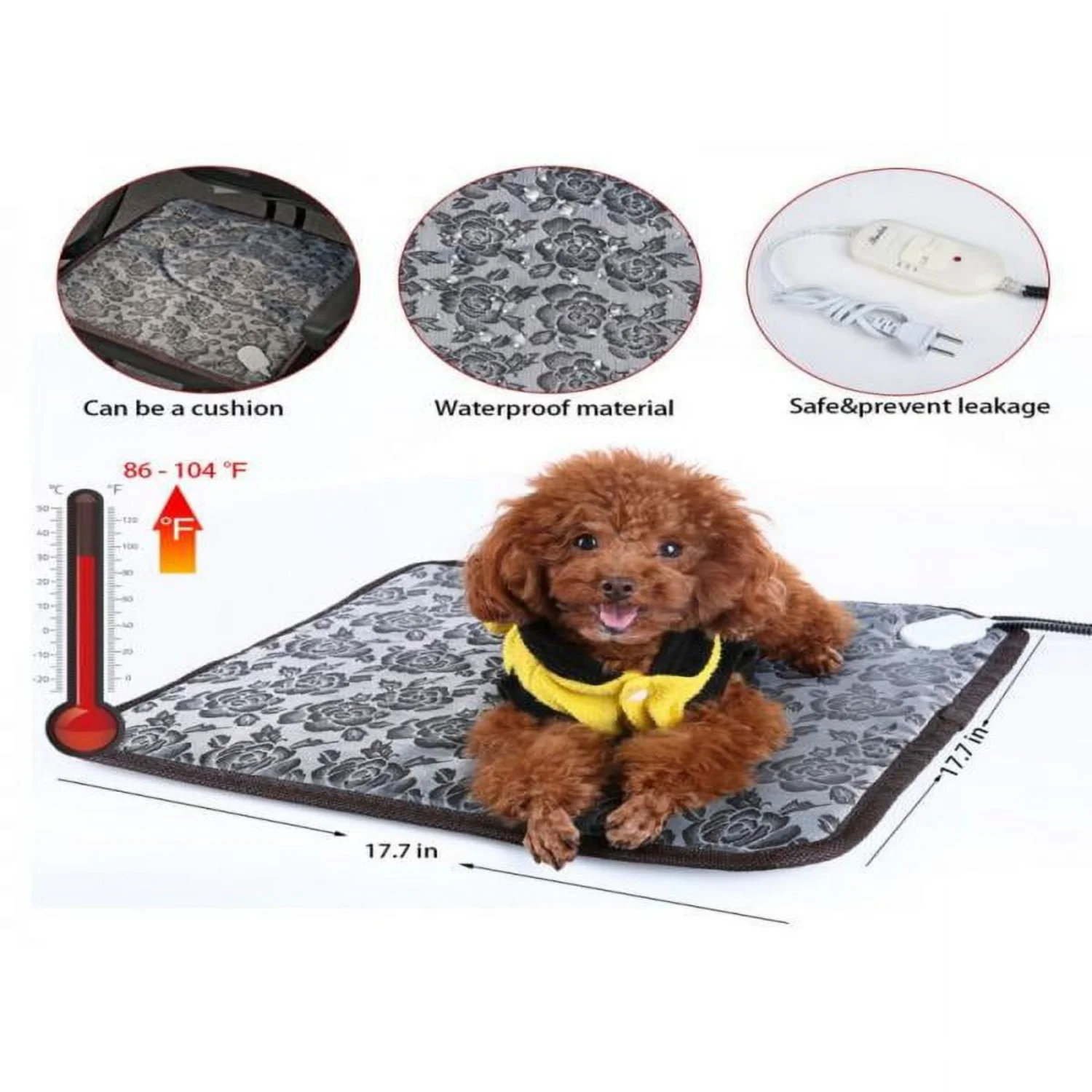 

MarinaVida Pet Warm Heated Pad Puppy Dog Cats Large Electric Waterproof Bed Mat Heater Mats