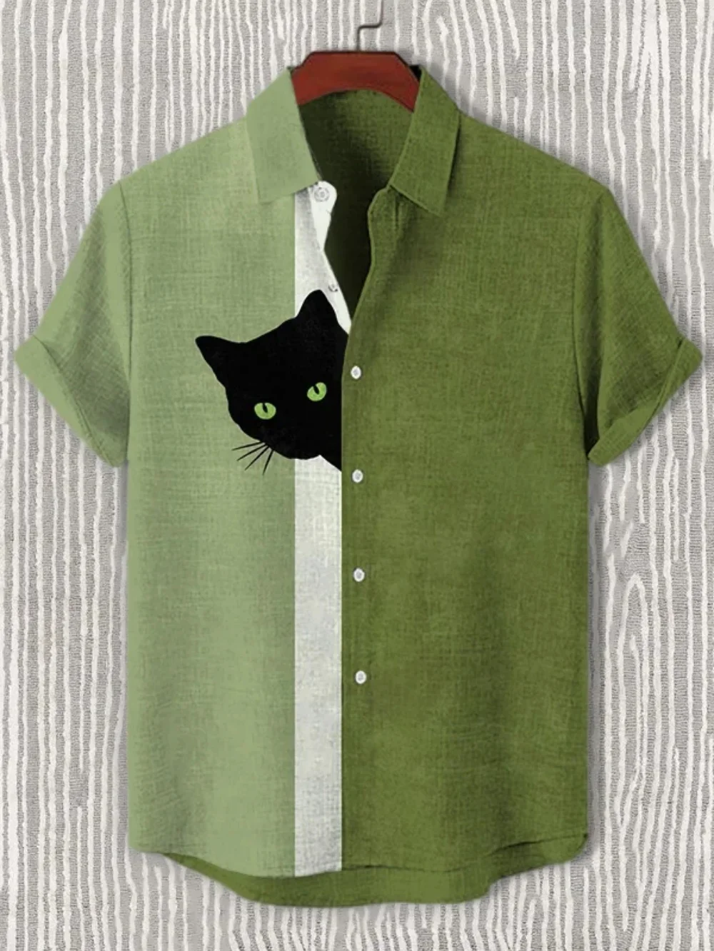 Vintage Pop Art Gun Cat Hawaiian Shirt Multi Style Optional Men US Retro Korean Loose Tropical Cuba Collar Shirts