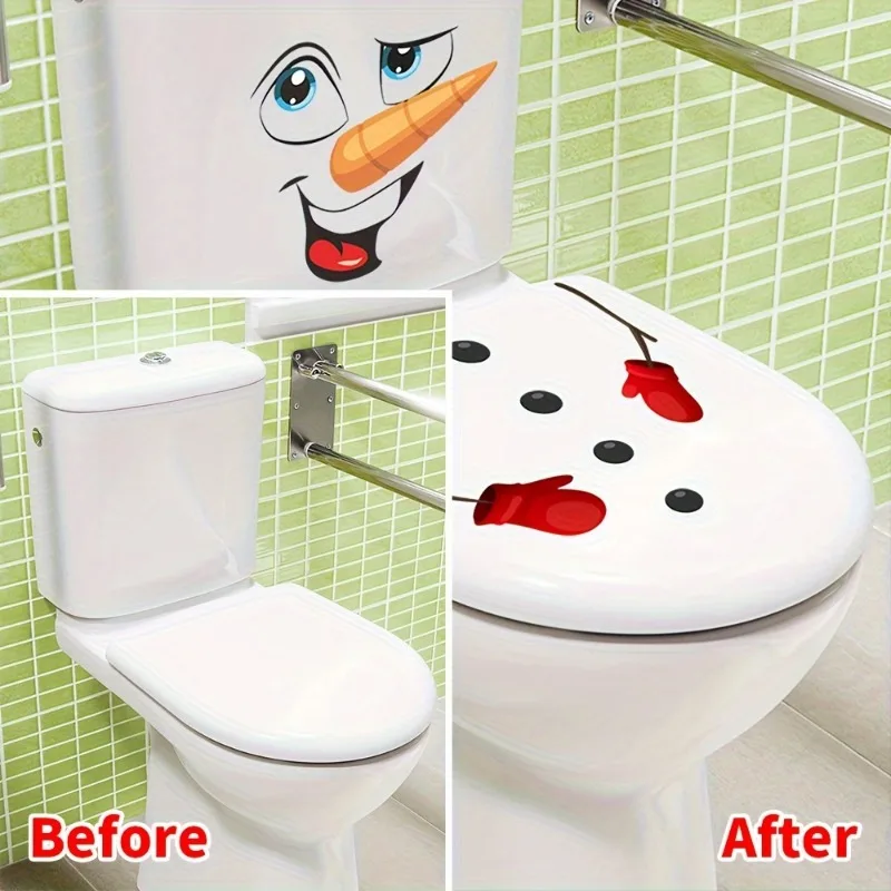Weihnachts-Schneemann-Toilettendeckel-Aufkleber – wasserdichter, selbstklebender PVC-Badezimmer-Aufkleber für festliche Feiertagsdekoration, ideal für Weihnachten – Detail 7