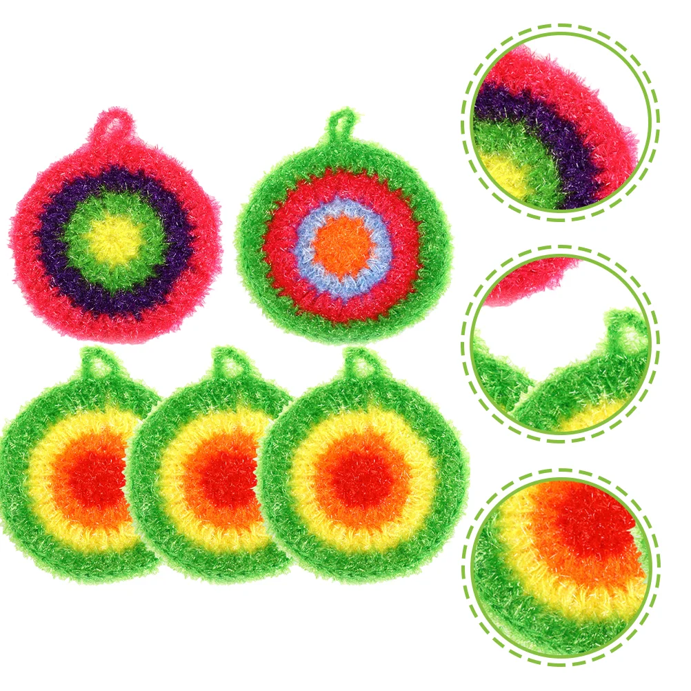 5 Pcs Scrubber Towels Cleaning Products Polyester Sponge Cloths Thick Dishcloths