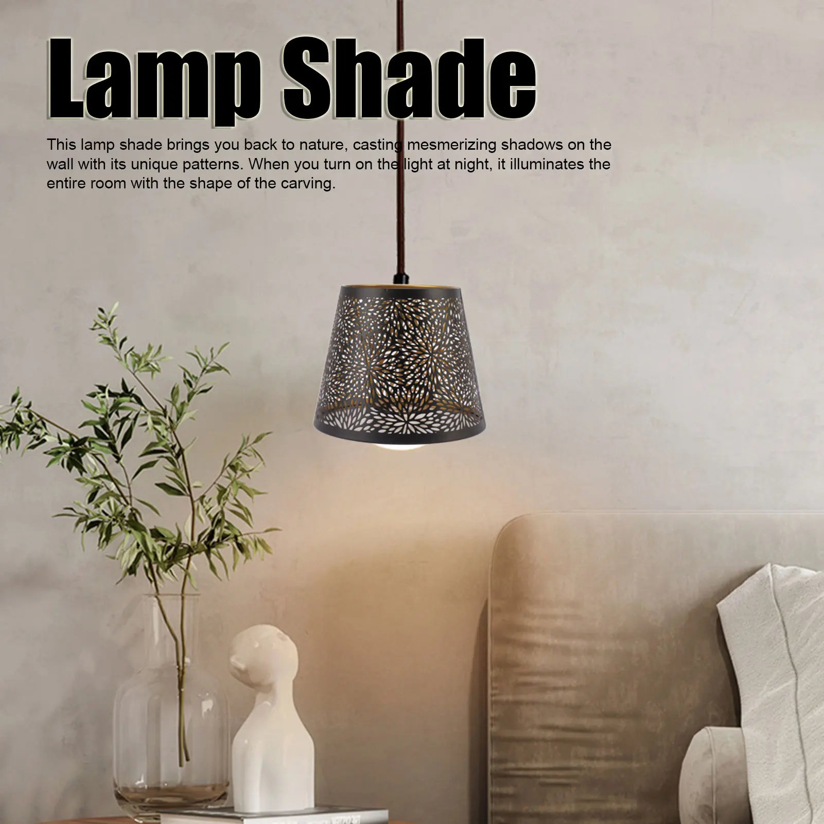 Metal Lamp Shade E26 E27 Forest Tree Style Hollow Out Iron Decorative Lampshade Cover with Inner Gold Pattern for Table Wall Cei