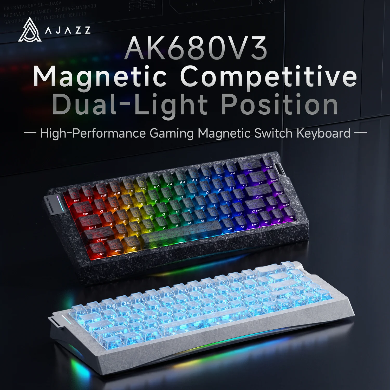 Ajazz AK680 V3 HE Kabelgebundene Gaming-Mechanische Tastatur mit Magnetischen Schaltern, RGB, DIY, 68 Tasten, Kleine Säule, Bürotastatur