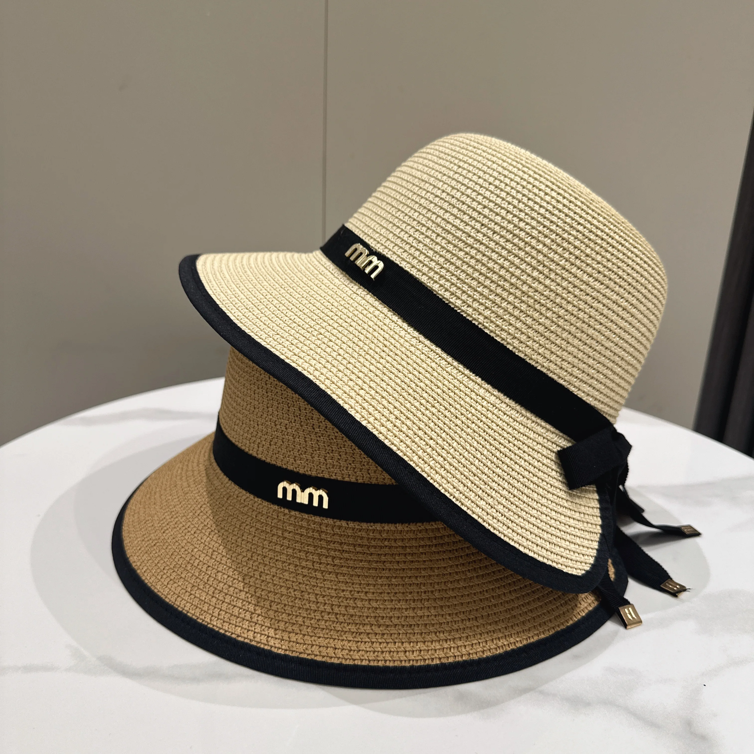Neuer Fischerhut mit Kantenbündchen und Schleife, Strohkappen für Damen, perfekt für Sommer, Reisen, Einkaufen, Sonnenschutz und Sonnenschirmhüte