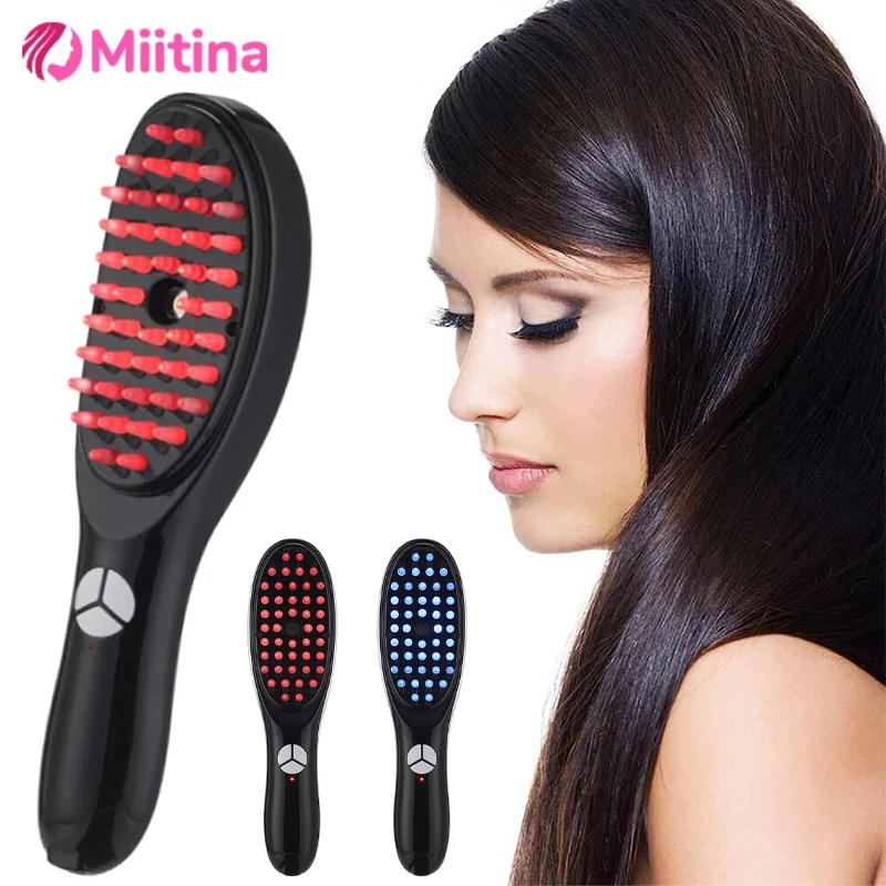 

Electric Spray Massage Comb Hair Growth Vibration Anti Hair Loss Scalp Liquid Medicine Blue Red Light Atomizing Comb Head Care