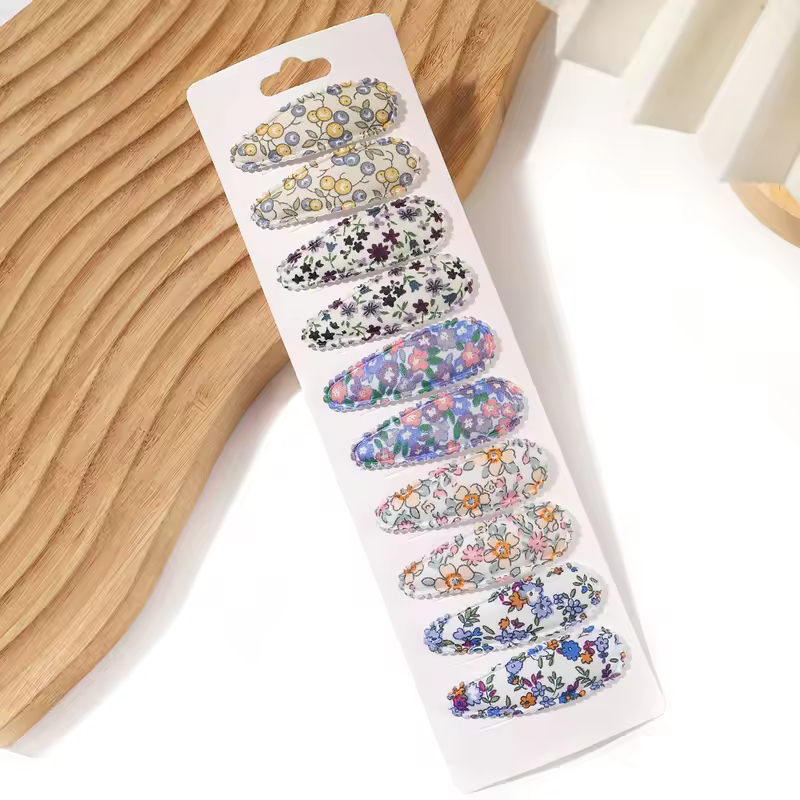 10Pcs/Lot Fresh Print Cotton Alloy Hair Clips for Kids Fabric Plaid BB Hairpins Girl Hairgripe Headwear Baby Hair Accessories - Image 33