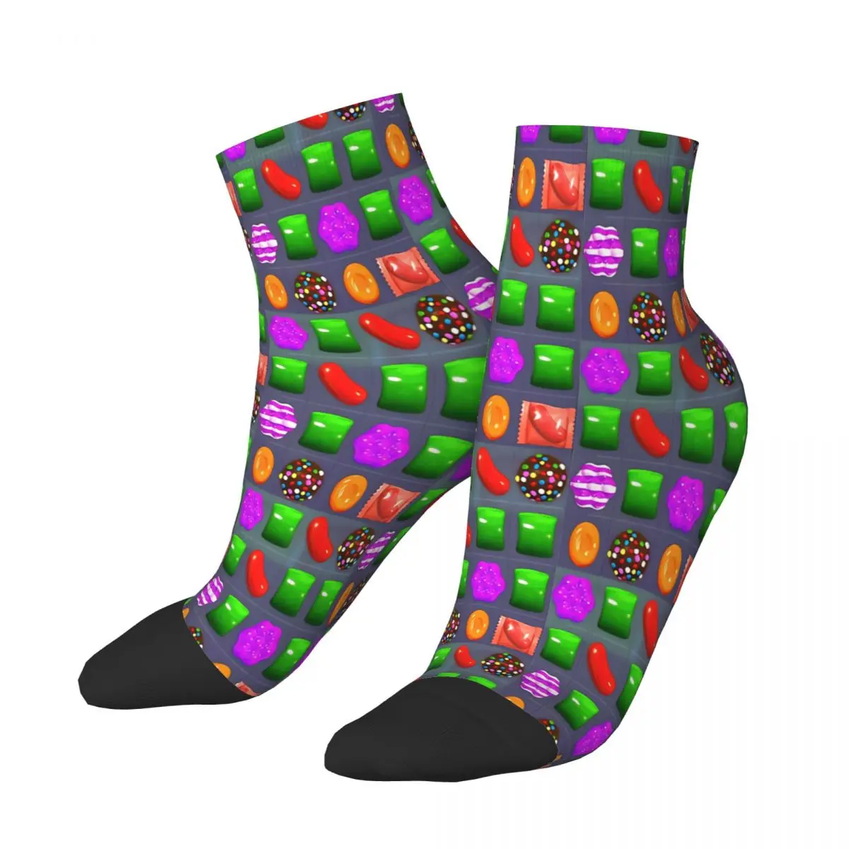 Candy Combo Candy Crush Ankle Socks Male Mens Women Winter Stockings Polyester