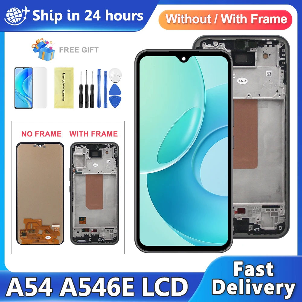 

ЖК-дисплей 6,4 дюйма для Samsung A54 5G A546B A546E A546U A546V A546B/DS, ЖК-дисплей, сенсорный экран, дигитайзер для A54, телефон