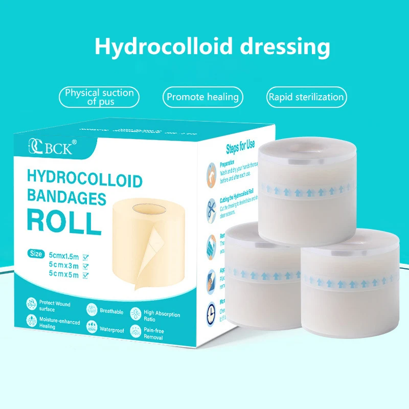 1 لفة ضمادات مساعدة الفرقة الغروانية المائية للعناية الفعالة بالجروح اضافية رقيقة لينة مقاوم للماء ذاتية اللصق ندبة غطاء الشريط