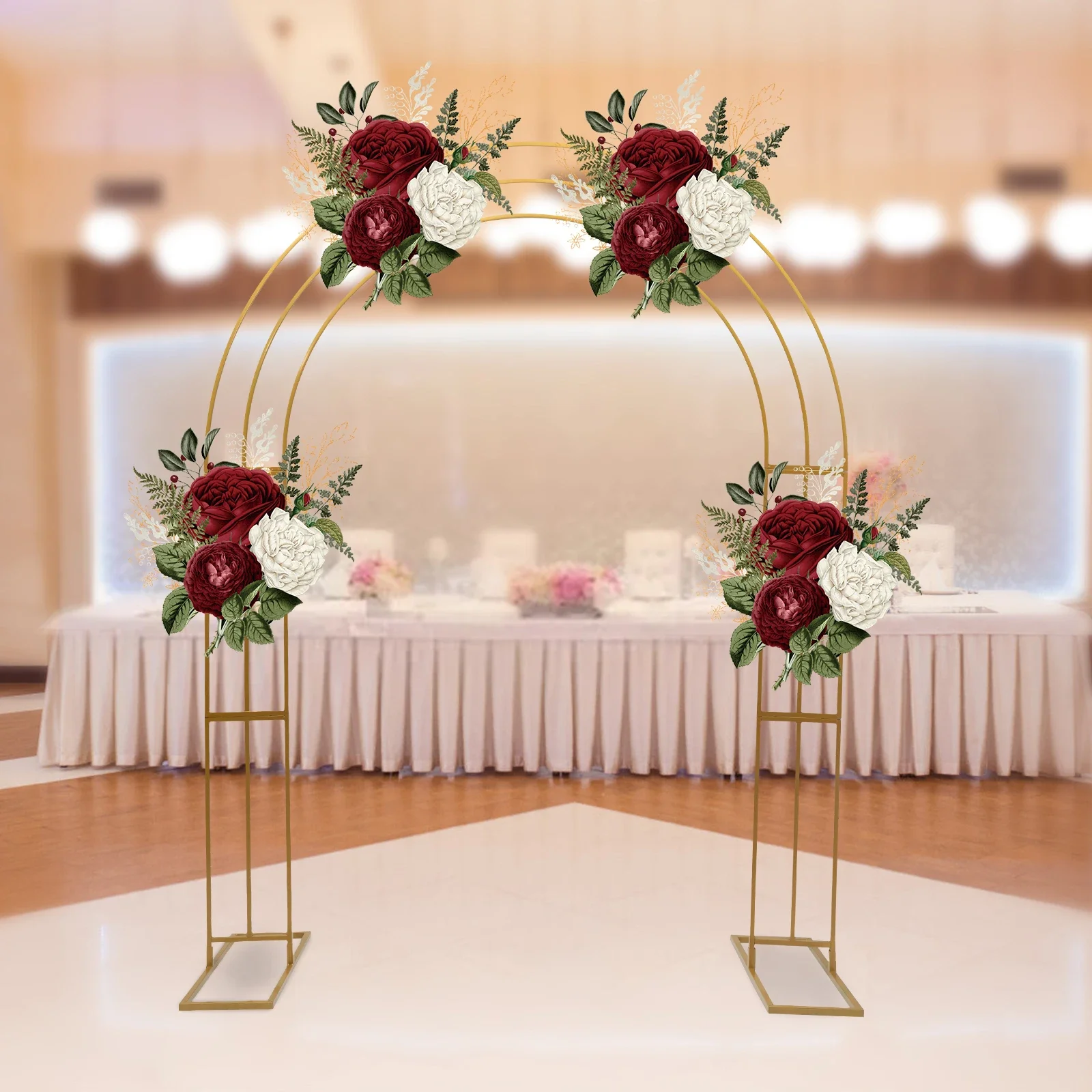 

3-х уровневая золотая подставка для свадебной арки — садовая арка из углеродистой стали длиной 8,53 фута с прочным основанием для внутренней/наружной церемонии