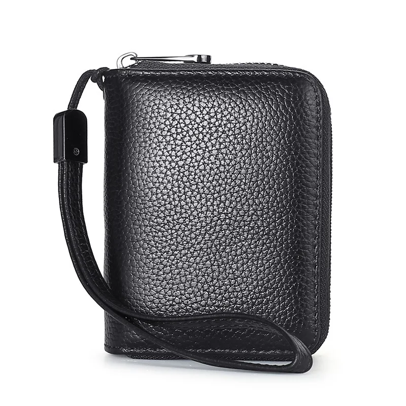 Western RFID Blocking Cowhide Leather Women Wallet Large Capacity Organ Multi-cards Holder for Men