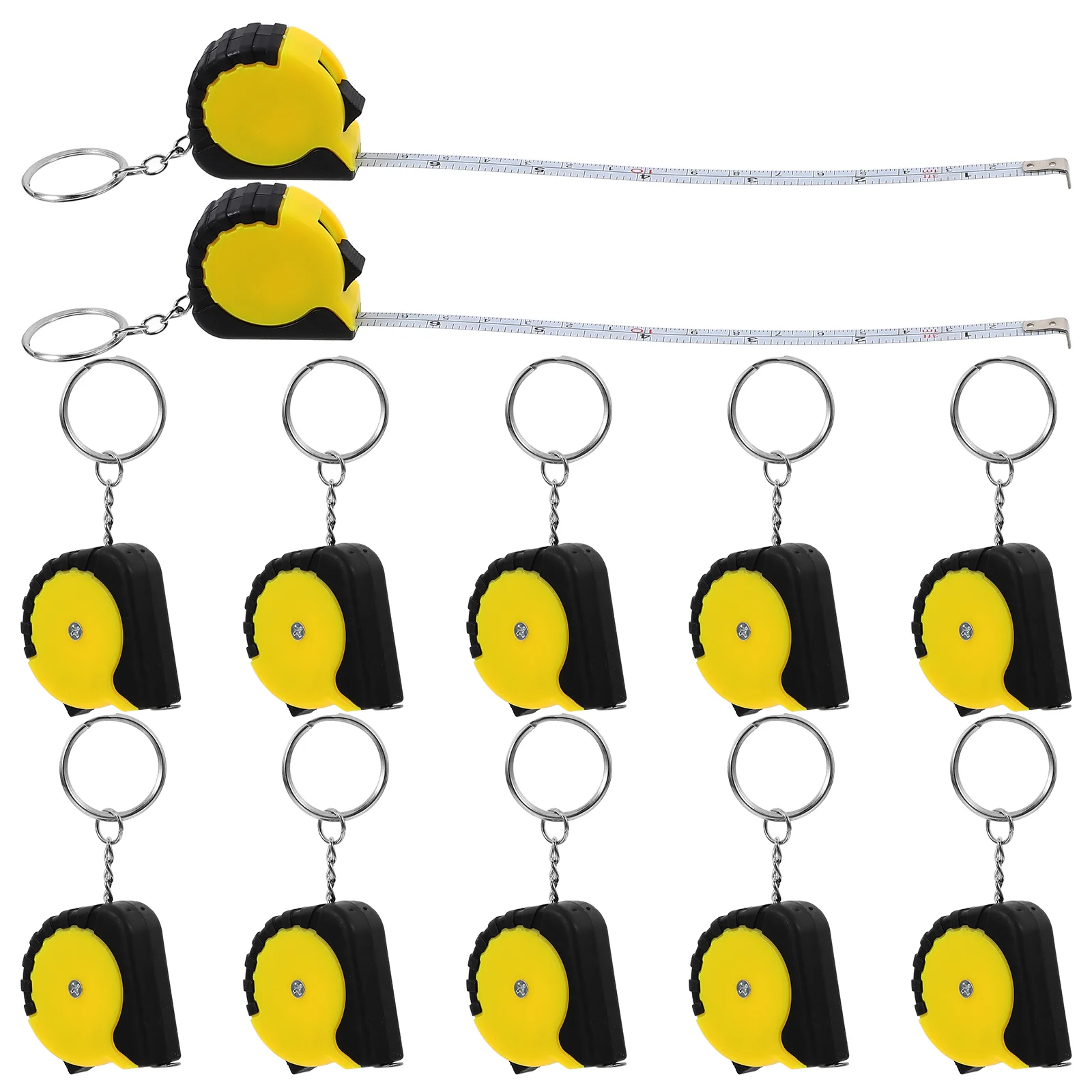 

12 Pcs Automatic Retractable Tape Measure Ring Metric Shackle Keychain Bulk Portable