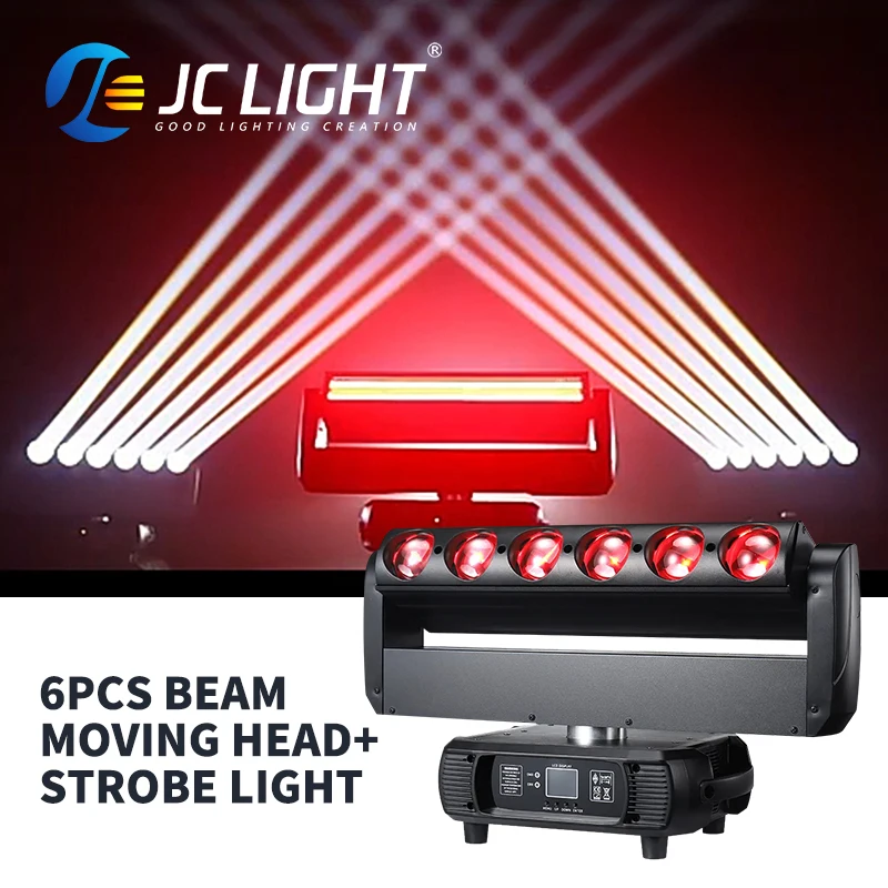 6x60w Double-Sided Beam+Strobe Moving Head Light RGBW 2in1 Party DJ Lighting DMX 512 Sound Activated  for KTV Disco Party