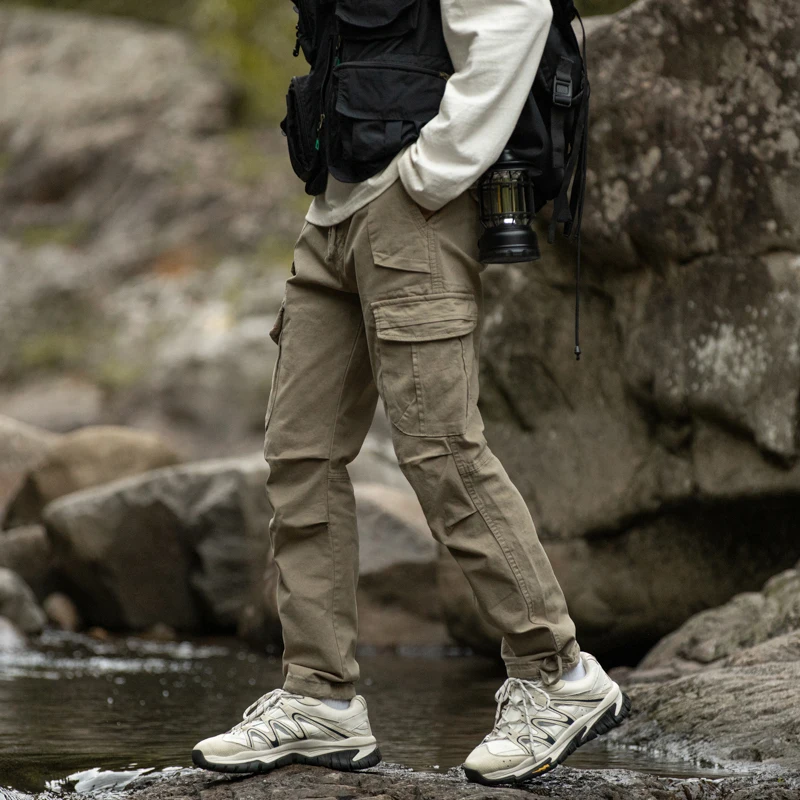 2025 جديد العلامة التجارية الأمريكية العصرية الرجال السراويل العمل غير رسمية مرونة الخصر مستقيم الساق متعددة كيتس الشباب السراويل الطويلة #1