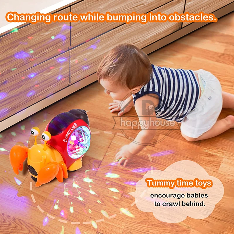 Crawling Crab Baby Toys with Music LED Light Up Interactive Musical Toys for Baby Dancing Crawling Toys Moving Toddler Toys 0 12