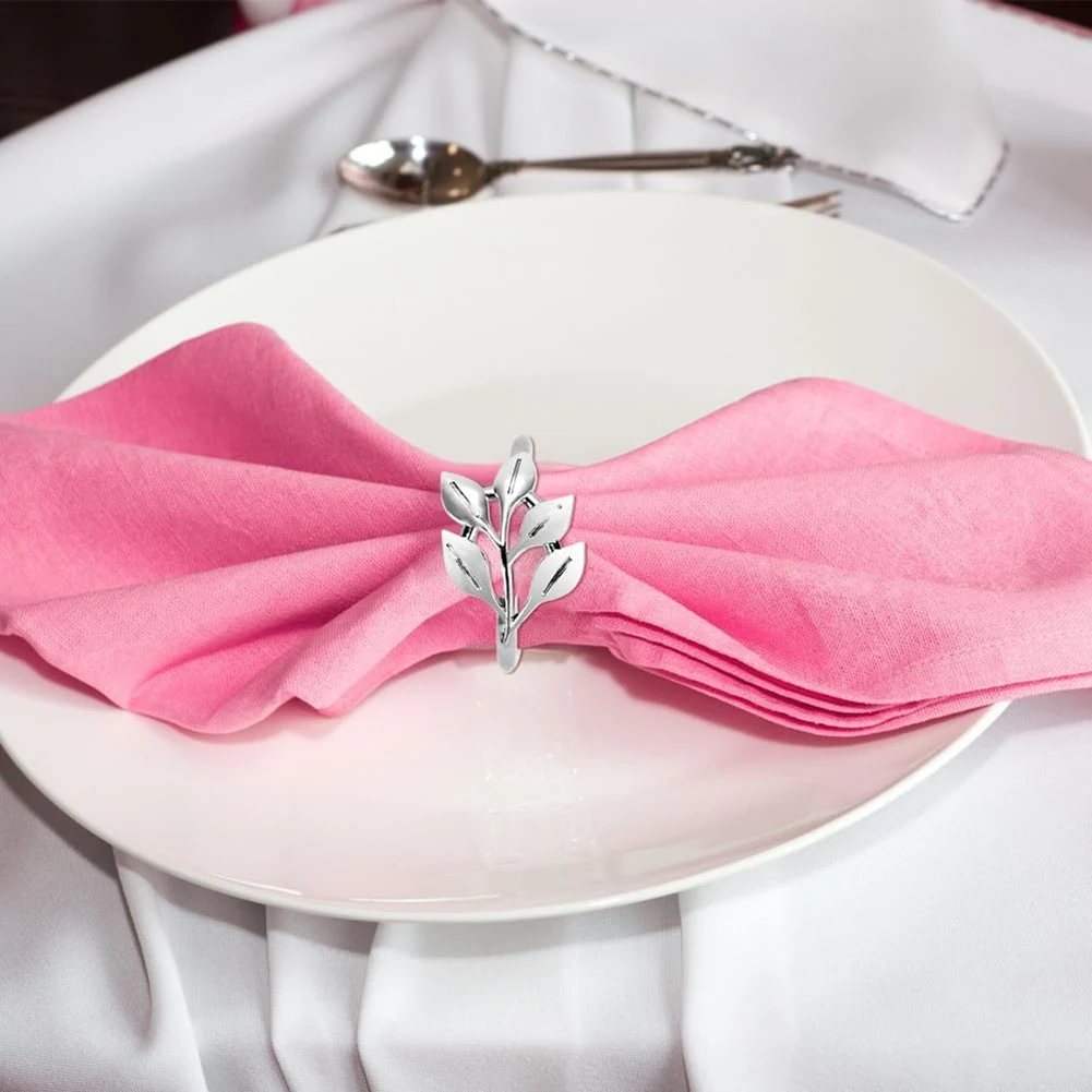 A76I-30Pcs Leaf Napkin Rings Set,Metal Napkin Ring Holders Buckles For Table Decorations,Napkin Holders For Cloth Napkins