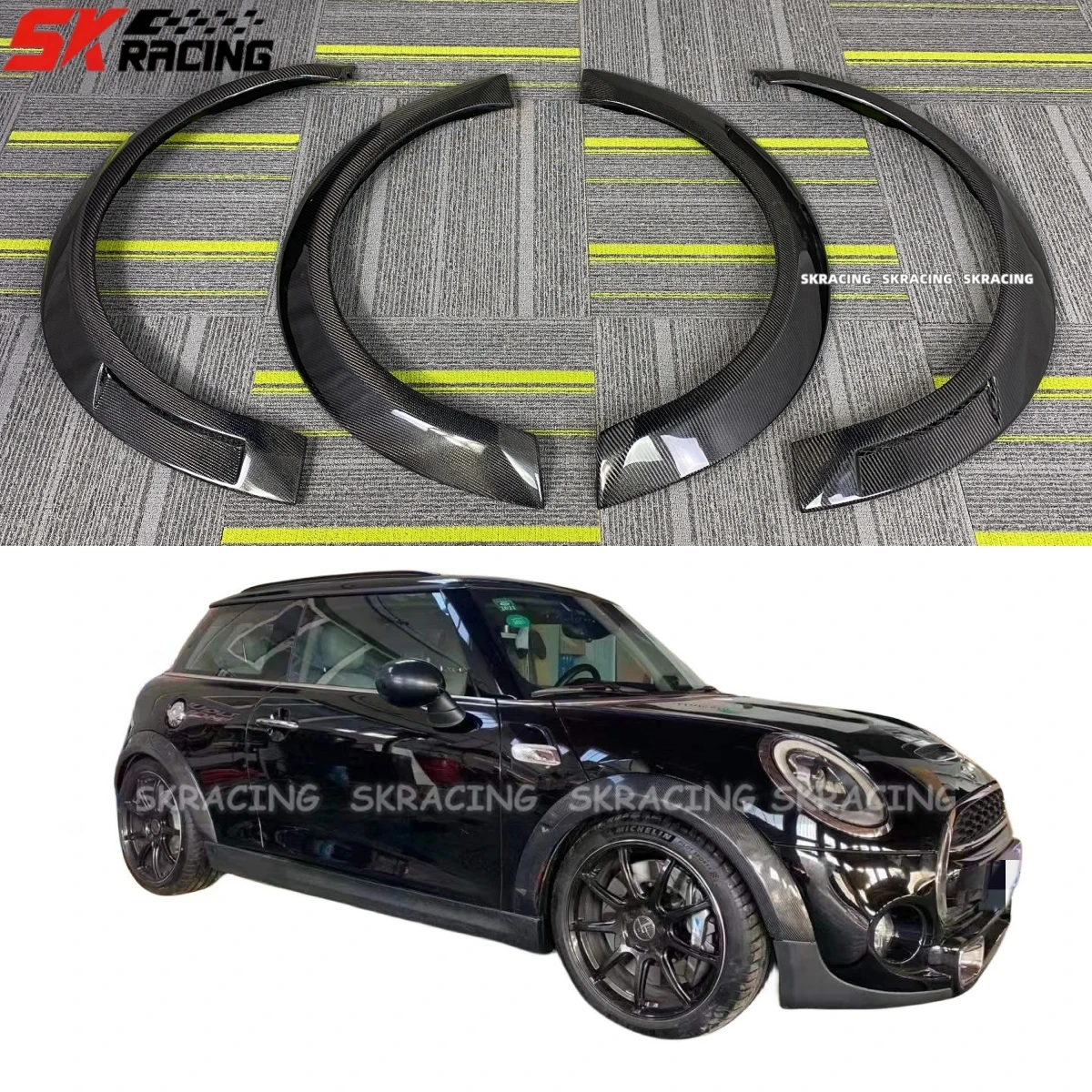 Bodykit Carbon Fiber Fender Flares Kit Wheel Arch Cover Trim for Mini Cooper F55 F56 2014+ Car Accessories Decorative  