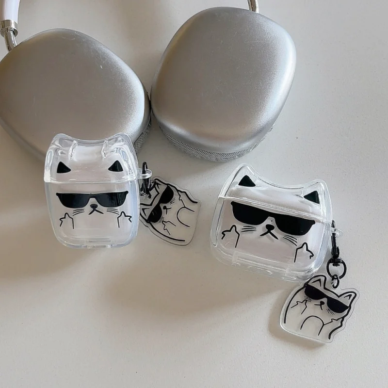 

Sunglasses Cat Cartoon Headphone Cover Suitable for Appleairpods3/4Personalized Anti-dropPRO3/PRO2Transparent