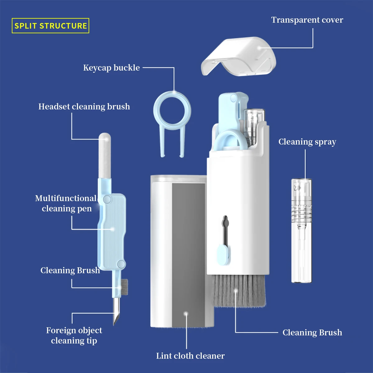 다기능 청소 브러시, 에어팟 프로 1, 2, 3, TWS 이어버드 클리너, 컴퓨터 키보드 청소 키트, 아이폰 아이패드 화면용 