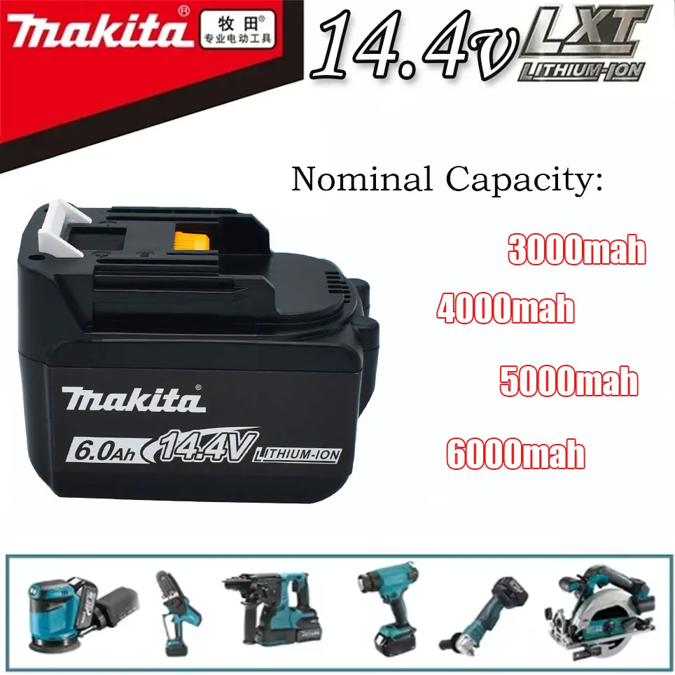 

14.4V 6000mAh for Makita BL1430 BL1415 BL1440 196875-4 194558-0 195444-8 3.0Ah 14.4V rechargeable battery for LED indicator