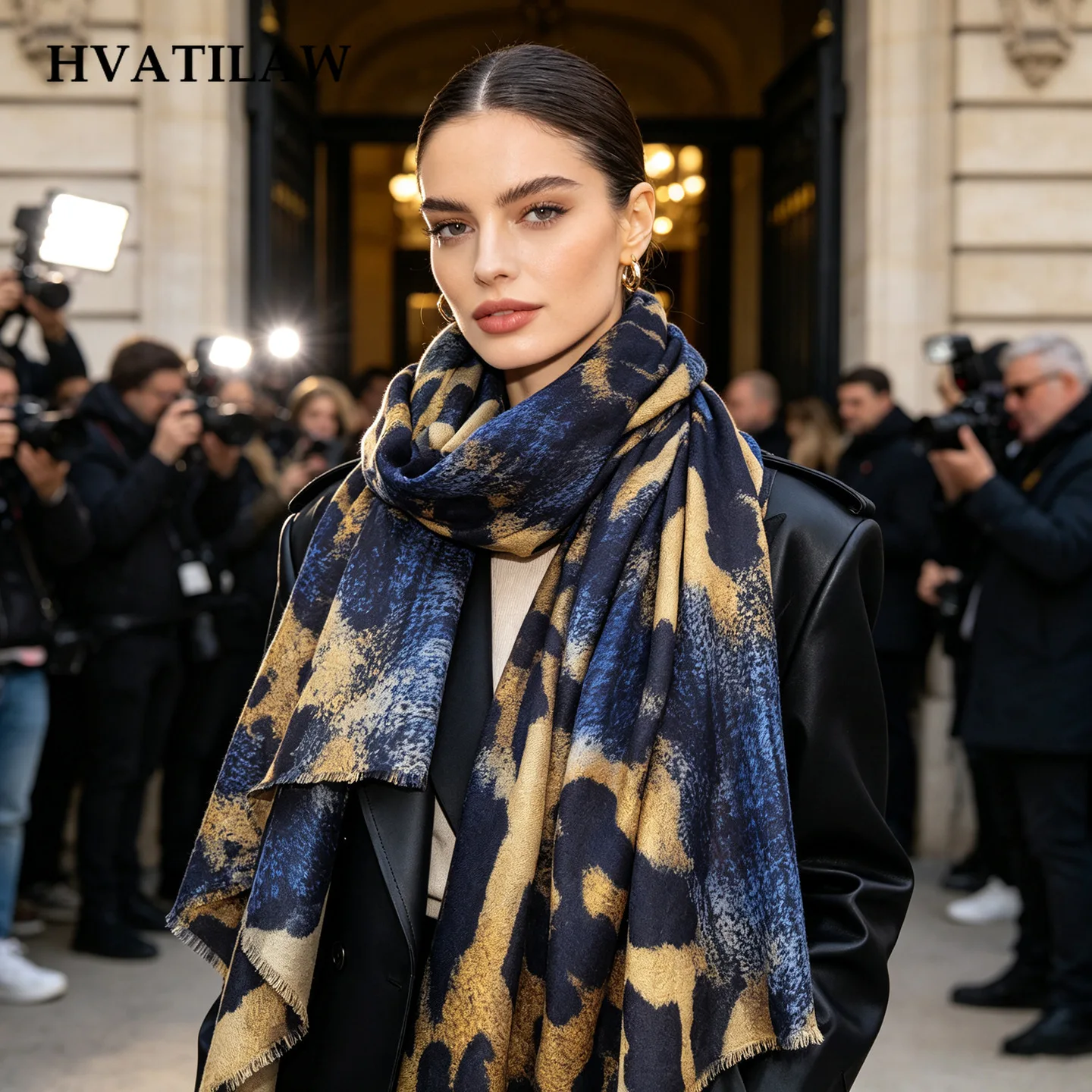 2026 New Vintage Leopard Print 100% Wool Scarf Large Shawl Women Neck Shoulder Wrap Neckerchief Scarves Pashmina Poncho Scarves