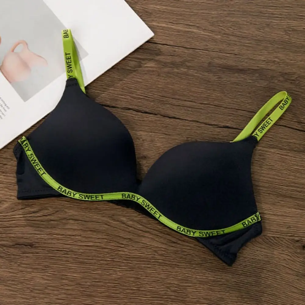 

Fashion Ultra-thin Letter Wireless Bra 3/4 Cup Anti-slip Deep V Seamless Bra Adjustable Strap Women Underwear Push Up Bra Summer