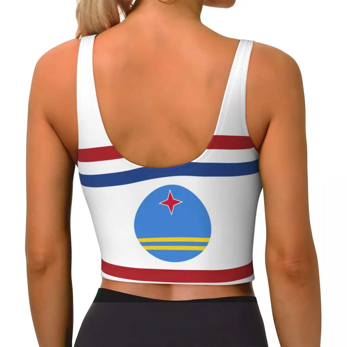 Flag Of The Governor Of Aruba Basic Tops Women Samba Sexy V-Neck Yoga Fitness Sports Tops