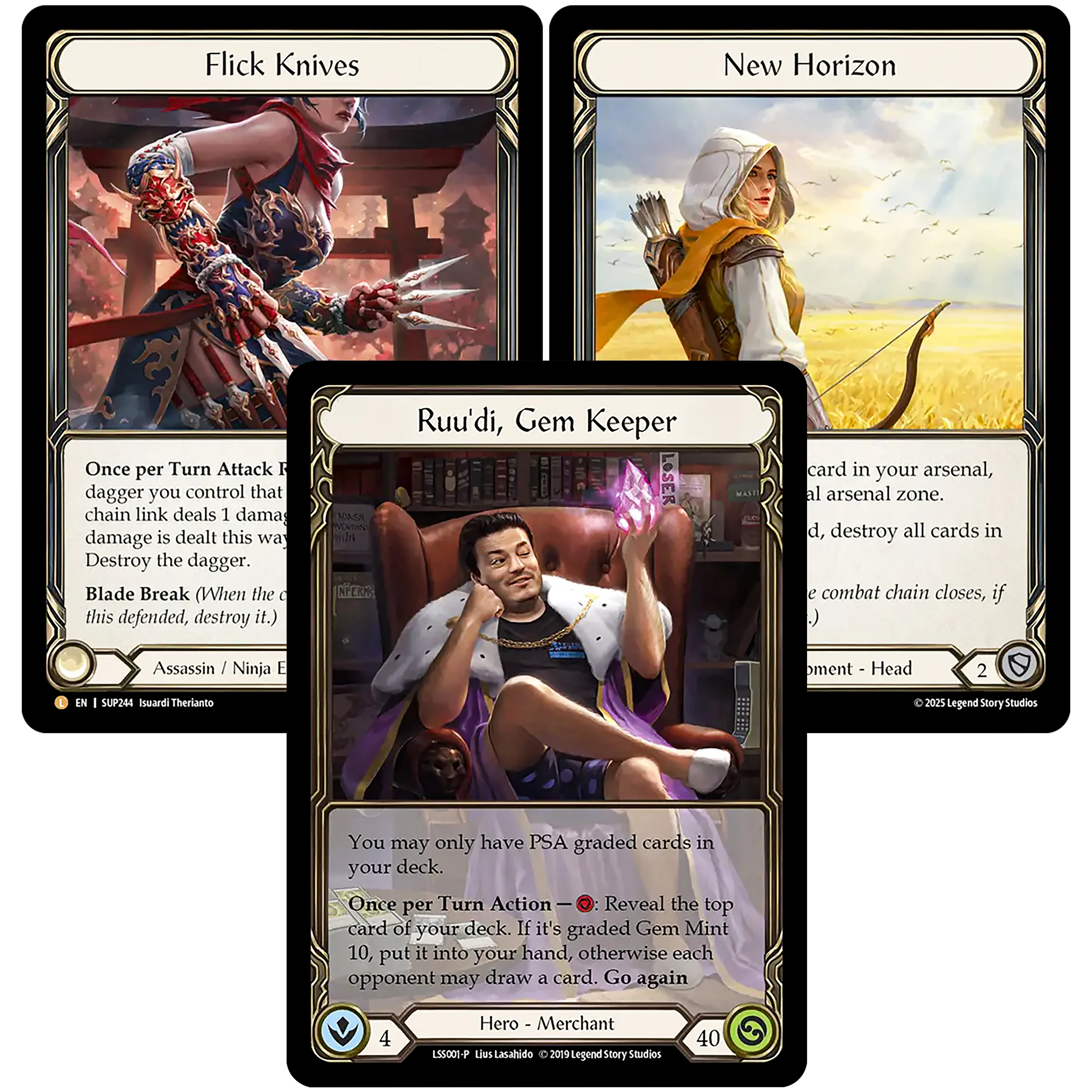 Flesh and Blood LSS001-P Ruu'di Gem Keeper Rudy Alpha Investments FLICK KNIVES Concealed Blade FAB Proxy Regular Card